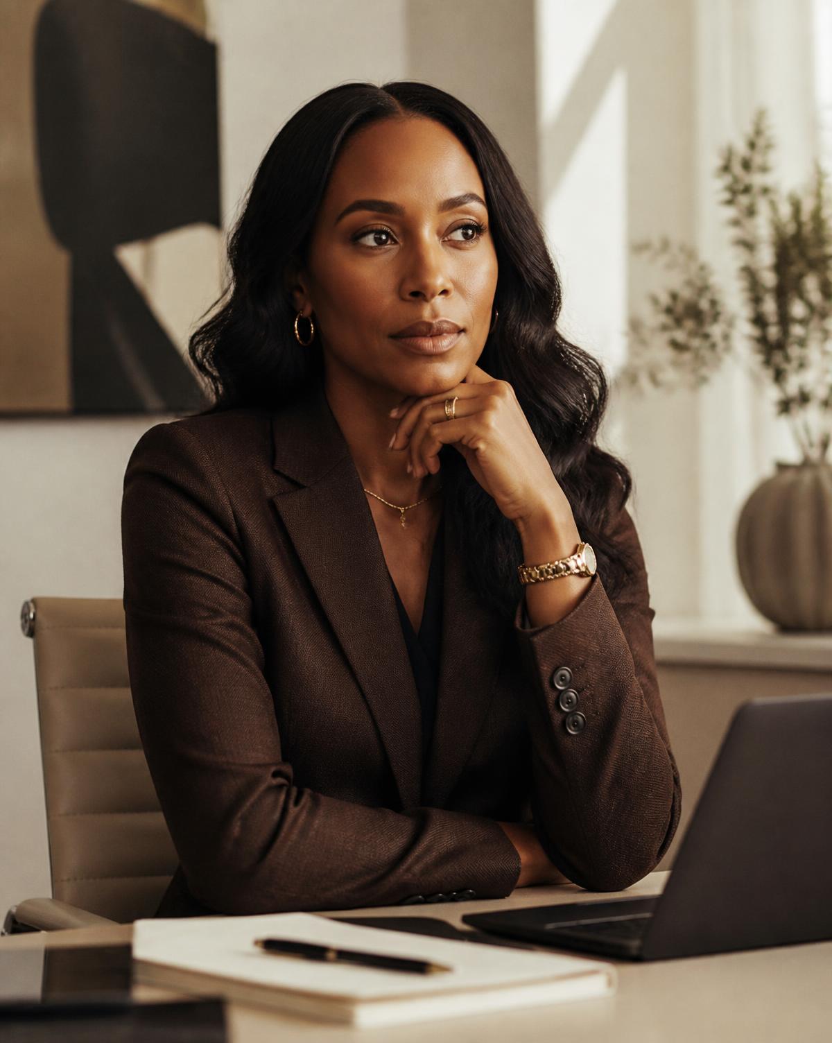 Amirah Ansaar at work in a minimal studio office