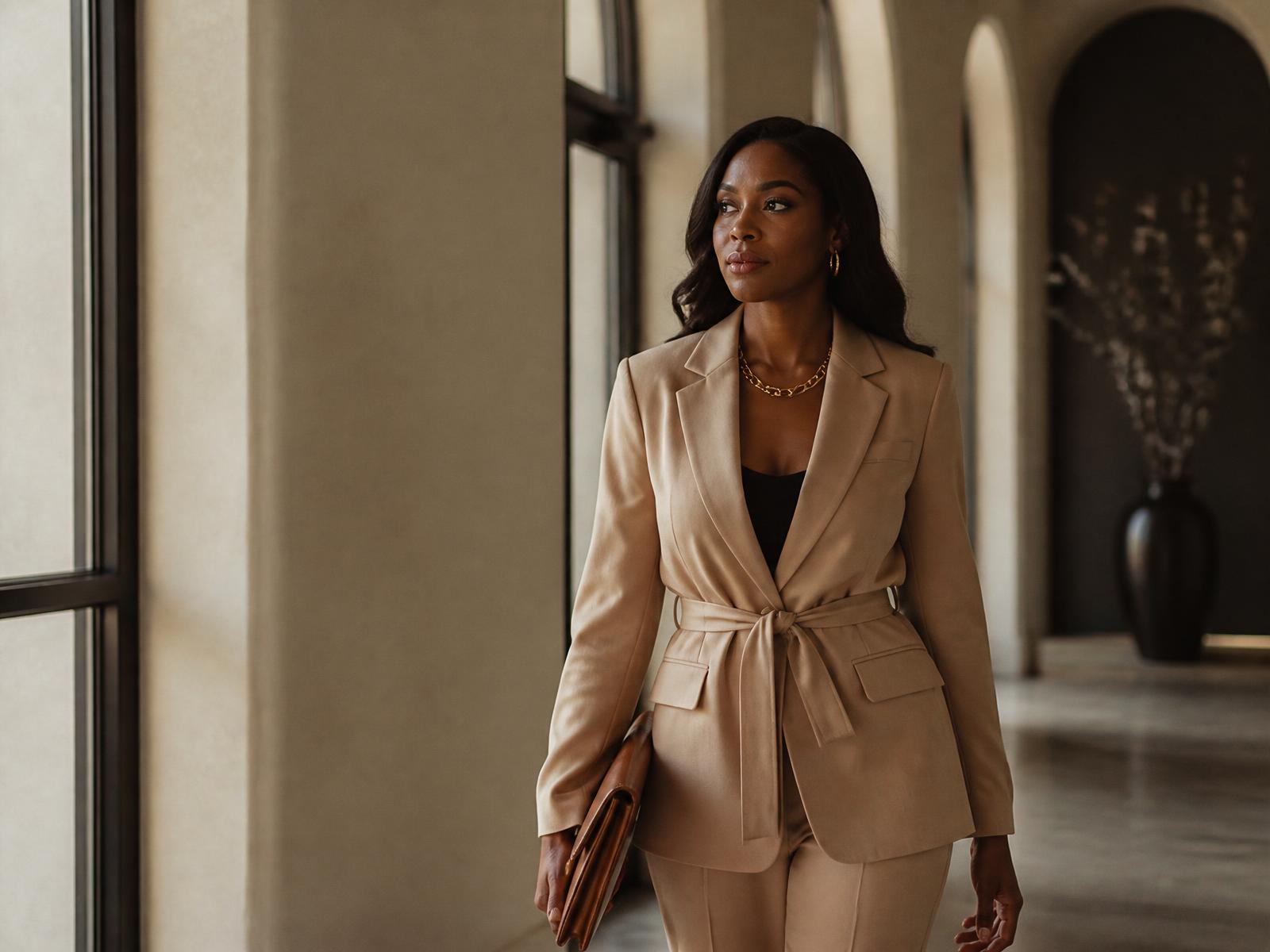 Amirah Ansaar walking through an architectural space before speaking